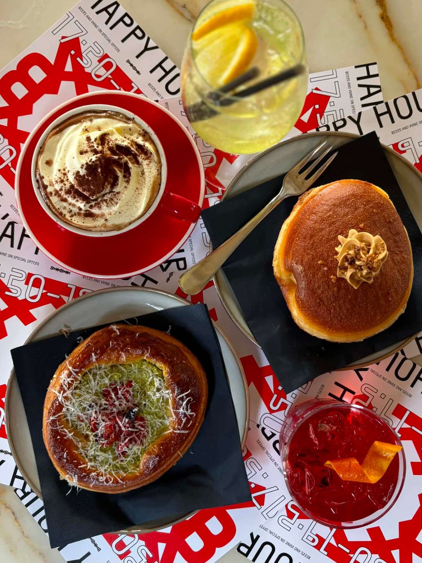 Happy hour pastries and drinks